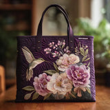 Prešívaná taška – Fialový kolibrík a orchidea